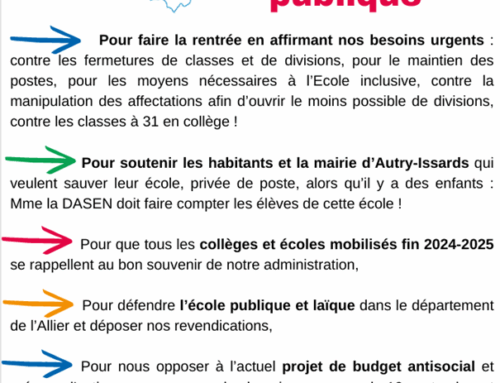 HONTE aux autorités académiques. RASSEMBLONS-NOUS mercredi 3 septembre 14h 30 Inspection d’Académie.